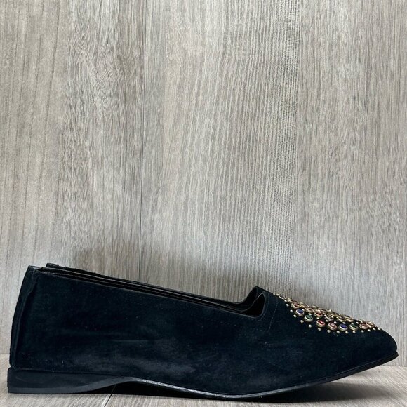 California Magdesians Shoes Womens 6M Jeweled Embellished Loafer Suede Black - Picture 2 of 12